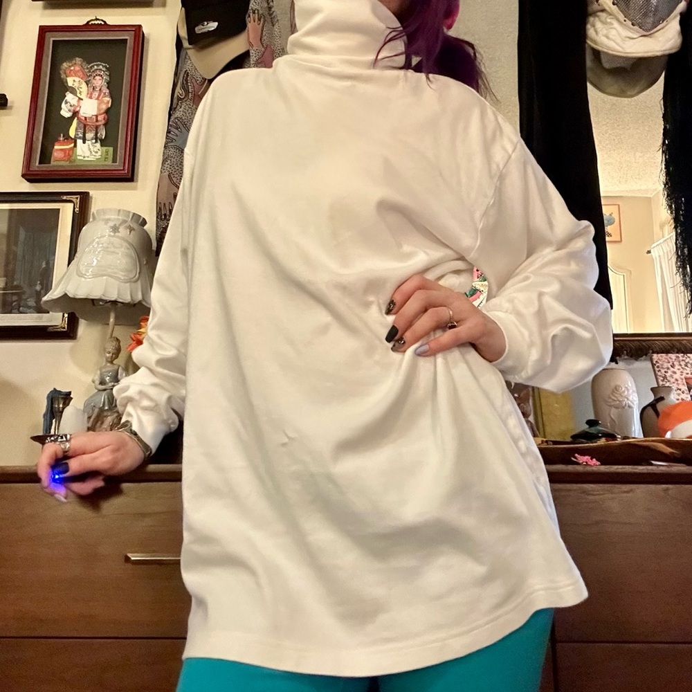 vintage 90s points west white cotton turtleneck / size large